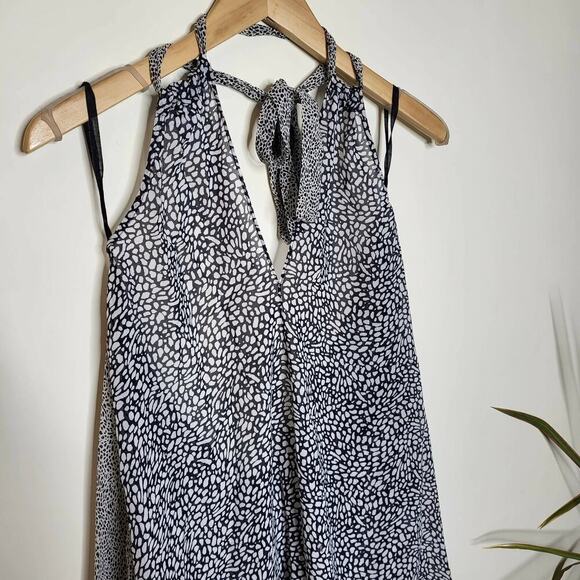 Derek Lam 10 Crosby Long Sleeve Cold-Shoulder Halter-Tie Printer Blouse - Picture 5 of 12